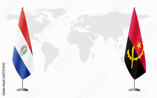 Paraguay and Angola flags for official meeting