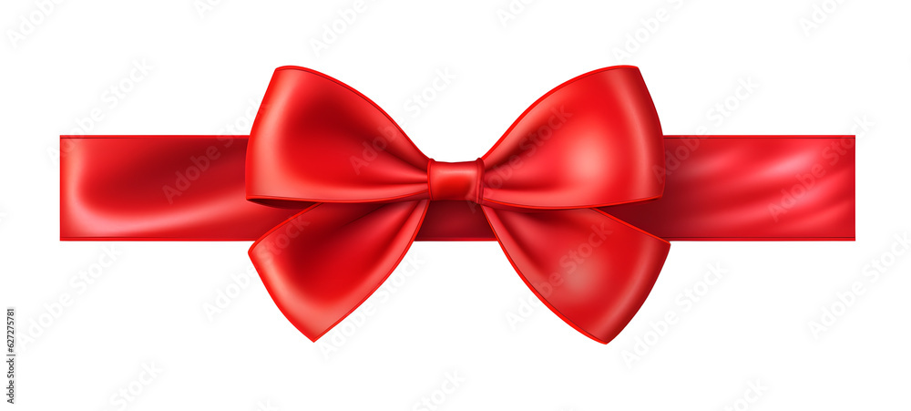 Red Satin Ribbon Bow Isolated on Transparent Background Red Satin Ribbon Bow Isolated on Transparent Background