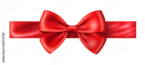 Red Satin Ribbon Bow Isolated on Transparent Background