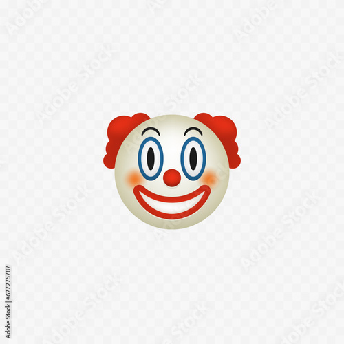 Funny clown emoji icon. Isolated on white. Clown smiling. Vector