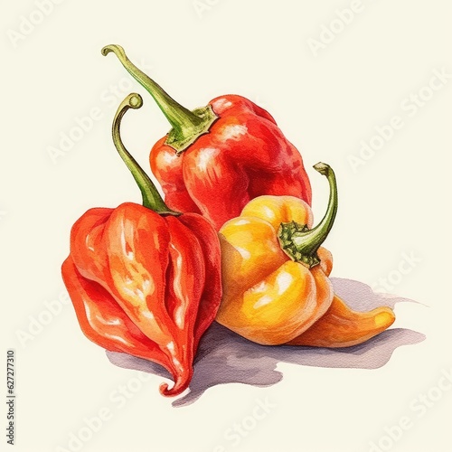Watercolor Clipart Mouthwatering Habanero