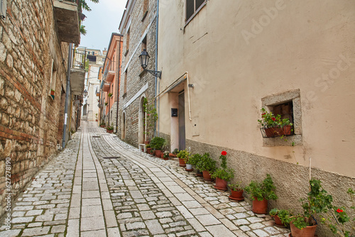 Fototapeta Naklejka Na Ścianę i Meble -  street among the characteristic houses of Buonalbergo, a village in the mountains in the province of Benevento