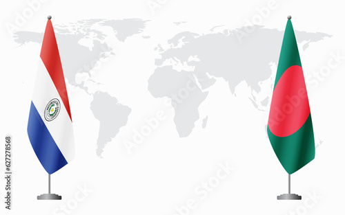 Paraguay and Bangladesh flags for official meeting