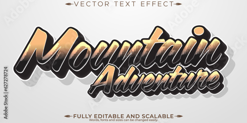 Mountain text effect, editable modern lettering typography font style. photo