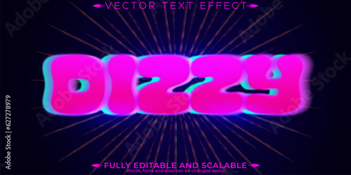 Dizzy vertigo text effect, editable psychedelic and hippie font style