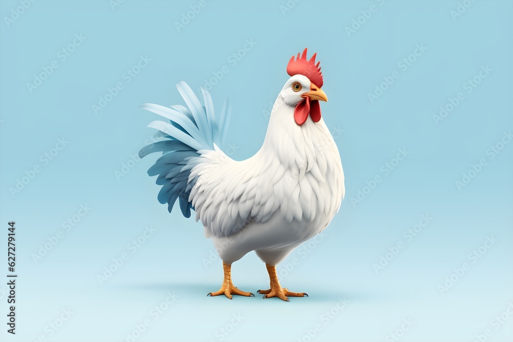 a white chicken with a red crest