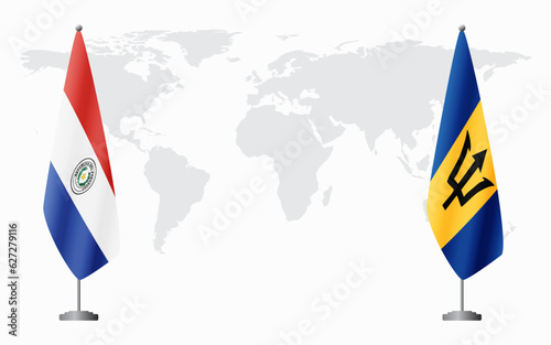 Paraguay and Barbados flags for official meeting