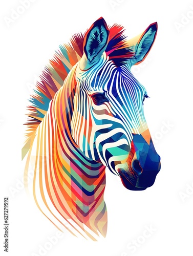 a colorful zebra with a white background