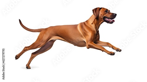 a dog running in the air