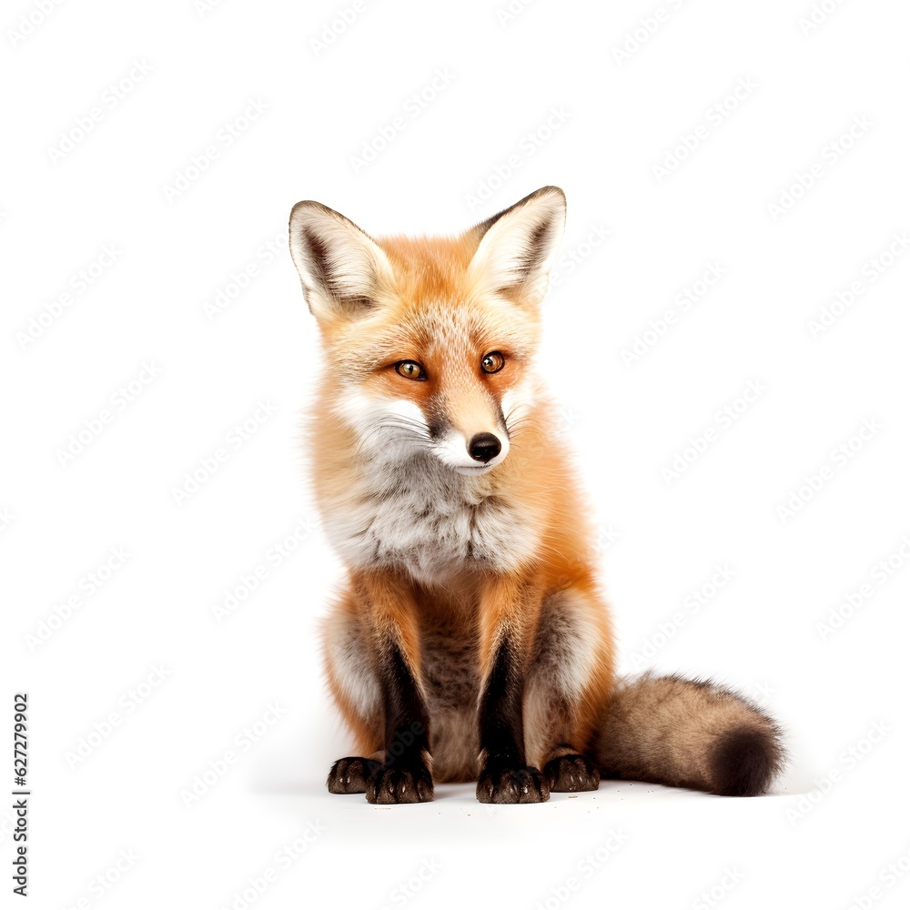 a fox sitting on a white background a fox sitting on a white background