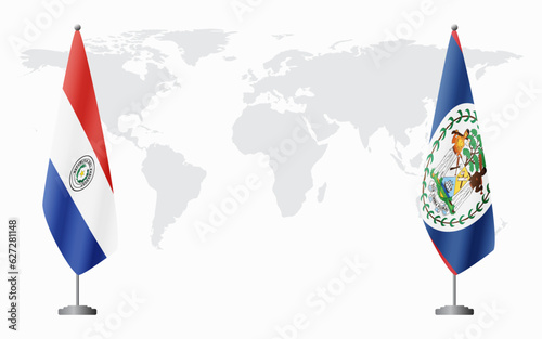 Paraguay and Belize flags for official meeting
