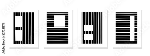 Four black and white lines on a pristine white background create a captivating and elegant minimalistic arrangement.