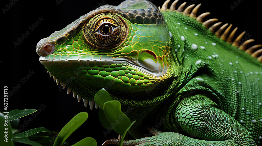 SIDE VIEW OF AN IGUANA. GENERATIVE AI SIDE VIEW OF AN IGUANA. GENERATIVE AI