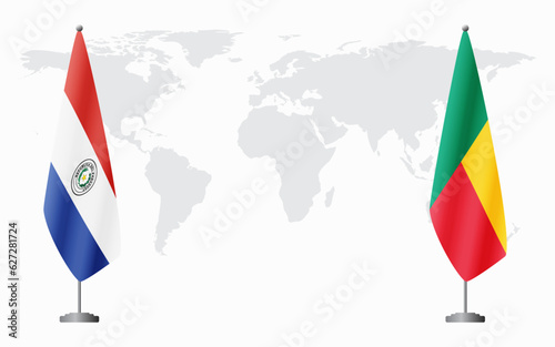 Paraguay and Benin flags for official meeting