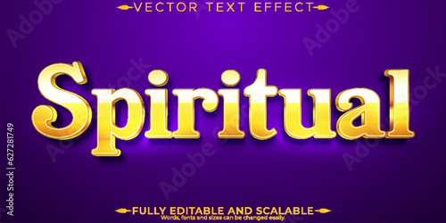 Spiritual golden text effect, editable metallic and shiny text style
