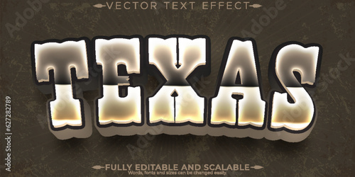 Cowboy text effect, editable texas and wild west text style