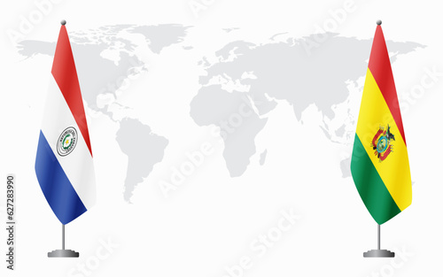Paraguay and Bolivia flags for official meeting