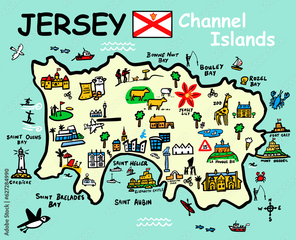 Jersey, Channel Islands Illustration