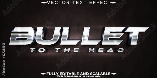 Editable text effect, metallic bullet text style