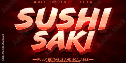 Sushi text effect, editable japan and food text style