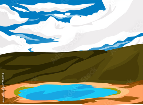 vector illustration of Grand Prismatic Spring
