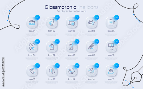 Set of Food market, Payment click and Shopping cart line icons for web app. Info app, Clapping hands, Coffee cup icons. Carousels, Fireworks, Brand contract signs. Thiamine vitamin. Vector