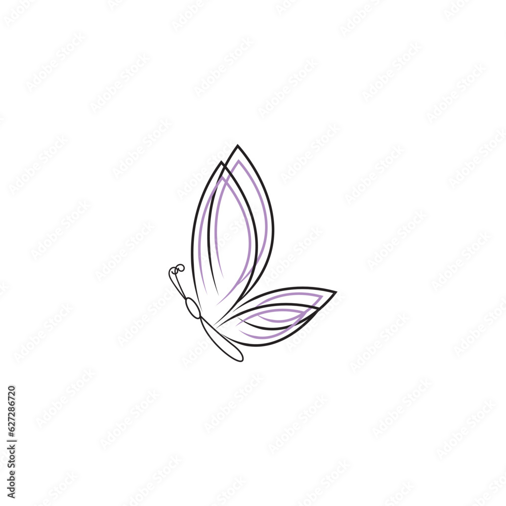 Butterfly logo. Luxury line logotype design. Universal premium butterfly symbol logotype.