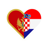 unity concept. heart shape icon of montenegro and croatia flags. vector illustration isolated on white background