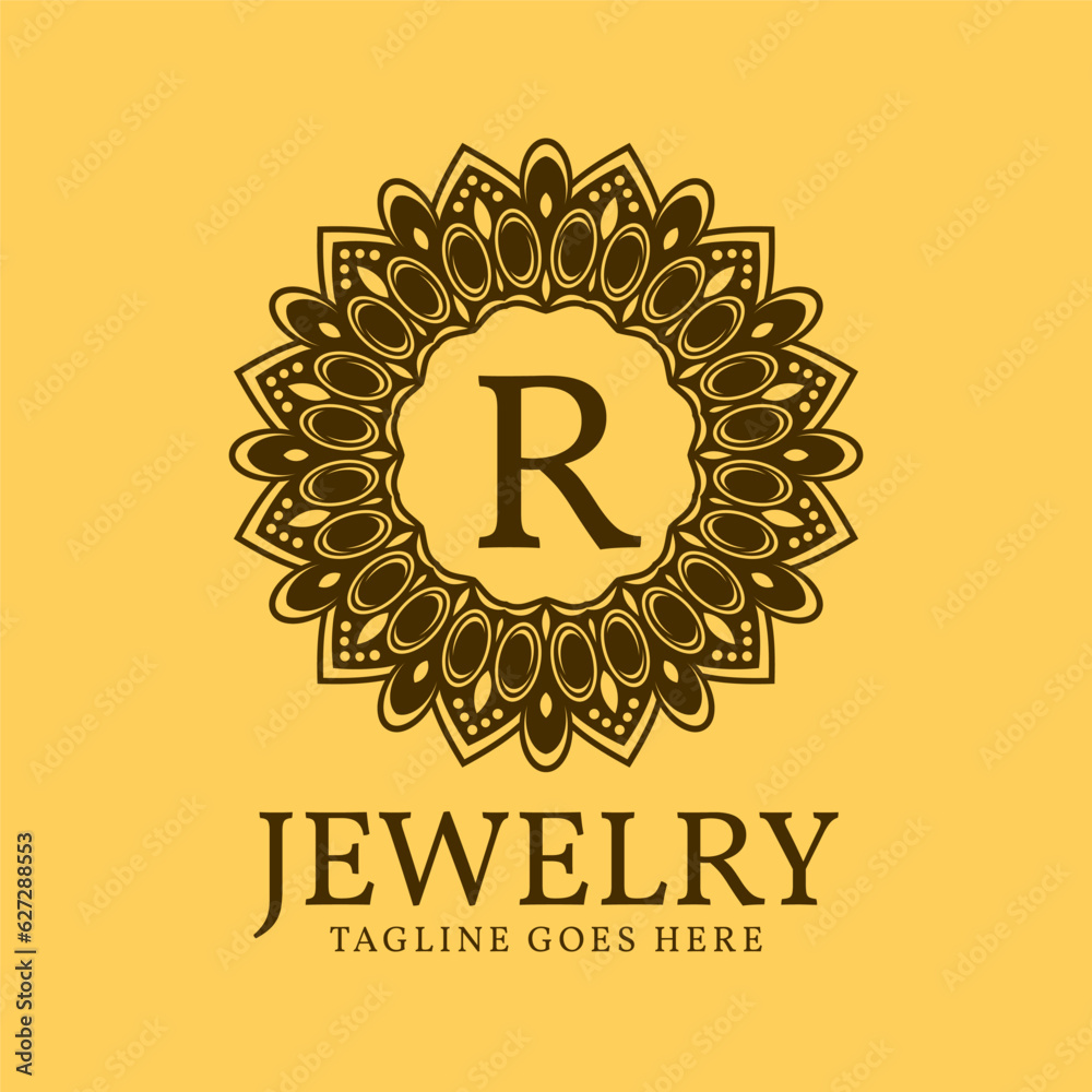 Naklejka premium letter R circular vintage border initial vector logo design