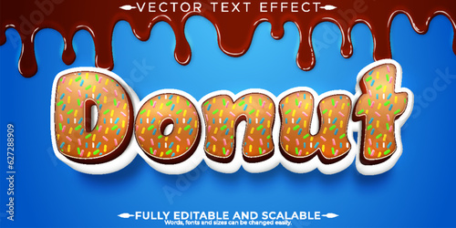 Donut sweet text effect; editable dessert and cake text style