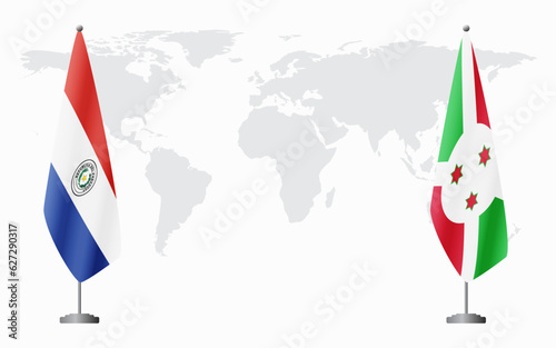 Paraguay and Burundi flags for official meeting