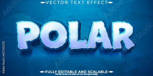 Polar editable text effect, ice and frozen text style