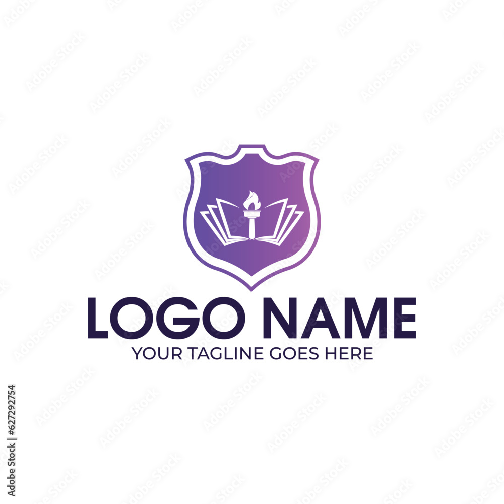 Education torch book logo design Education torch book logo design