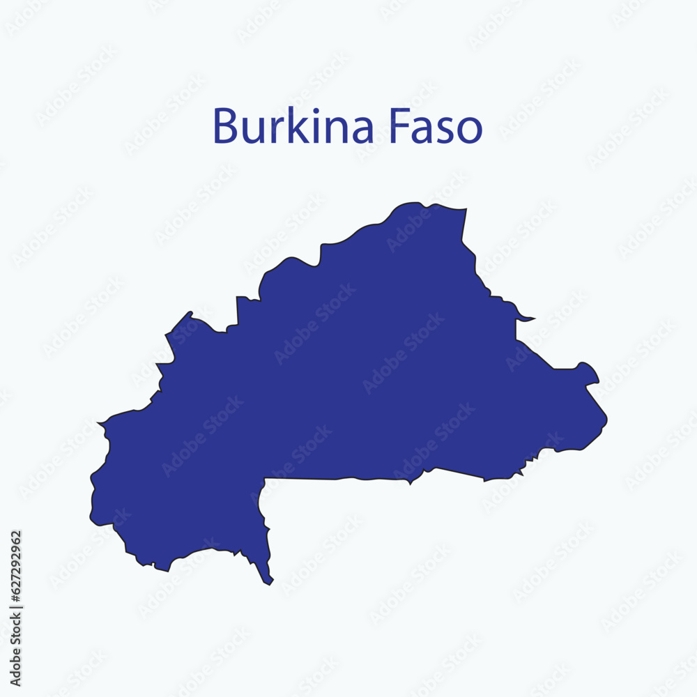 High-detailed and scalable blue vector map – Burkina Faso map. Vector, illustration.
