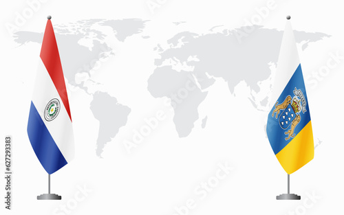Paraguay and Canary Islands flags for official meeting