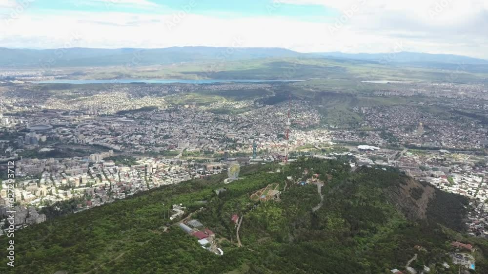 Aerial view of center of Tbilisi under Mount Mtatsminda. Georgia Aerial view of center of Tbilisi under Mount Mtatsminda. Georgia