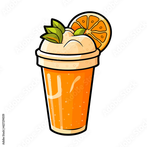 017. orange creamsicle smoothie sticker cool colors kawaii clip art illustration. Transparent background. Generative Ai