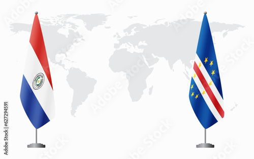 Paraguay and Cape Verde flags for official meeting