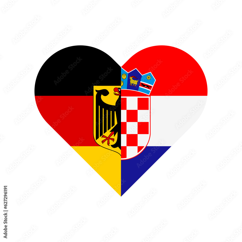 unity concept. heart shape icon of germany and croatia flags. vector
