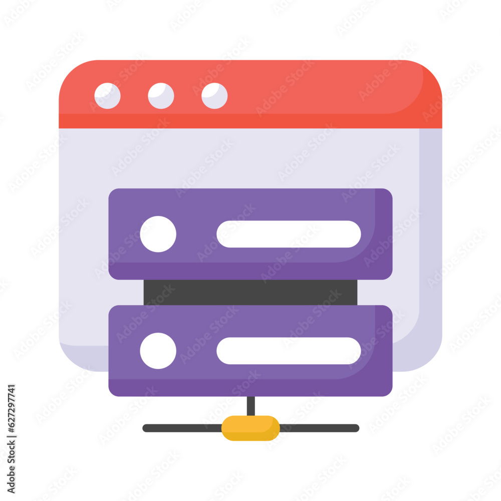 Web Page with data server denoting web hosting concept vector, web server icon Web Page with data server denoting web hosting concept vector, web server icon