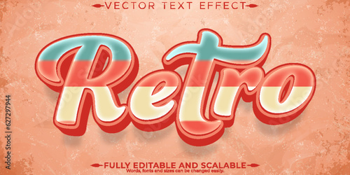 Retro, vintage text effect, editable 70s and 80s text style