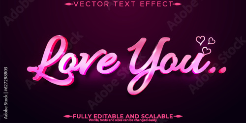 Love you text effect, editable darling and romance text style