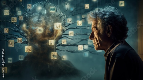  Illustration of memory loss and dementia disease concept