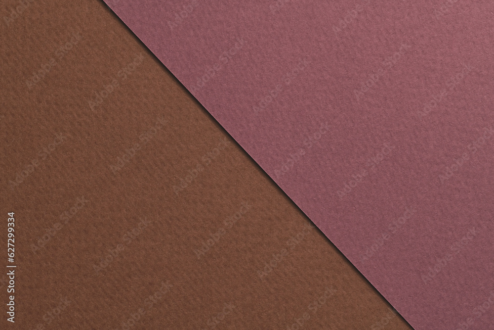 Fototapeta premium Rough kraft paper background, paper texture red burgundy brown colors. Mockup with copy space for text.