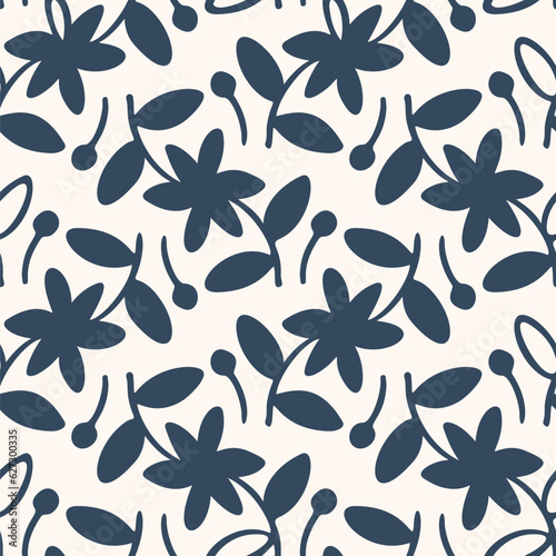 Black and white seamless pattern with flowers. Vector illustration