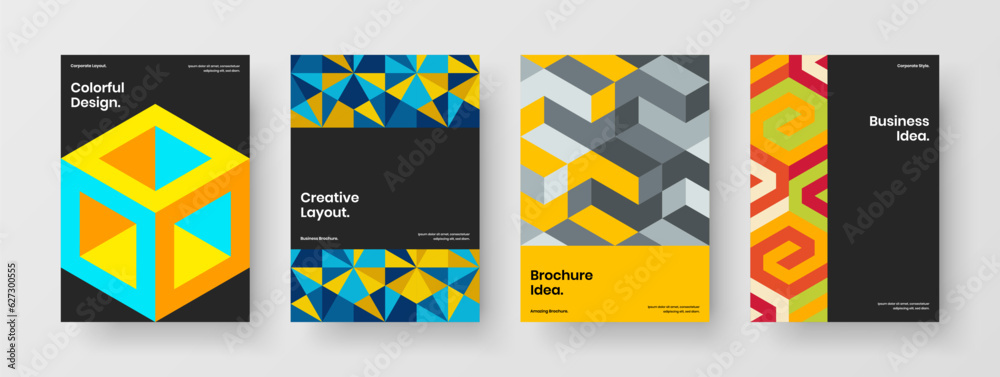 Minimalistic presentation design vector concept composition. Modern mosaic hexagons cover illustration bundle. Minimalistic presentation design vector concept composition. Modern mosaic hexagons cover illustration bundle.