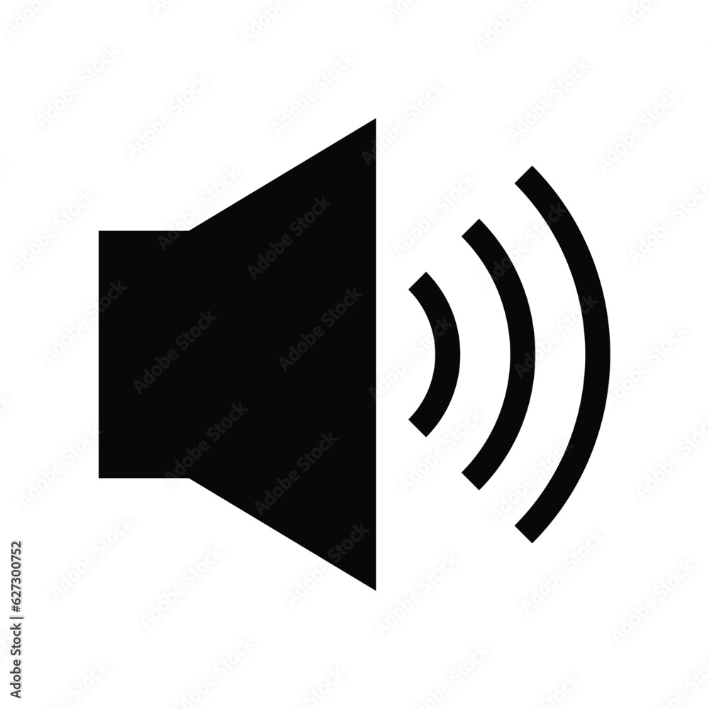 Sound Speaker Vector Icon, Megaphone Announcement Vector Icon, Louder Sound Symbol, MP3 Button, Musical Design Elements, Stereo Button, Audio Symbol, Speaker Pictogram, Silhouette On White Background