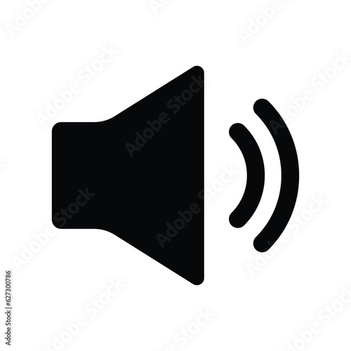Sound Speaker Vector Icon, Megaphone Announcement Vector Icon, Louder Sound Symbol, MP3 Button, Musical Design Elements, Stereo Button, Audio Symbol, Speaker Pictogram, Silhouette On White Background