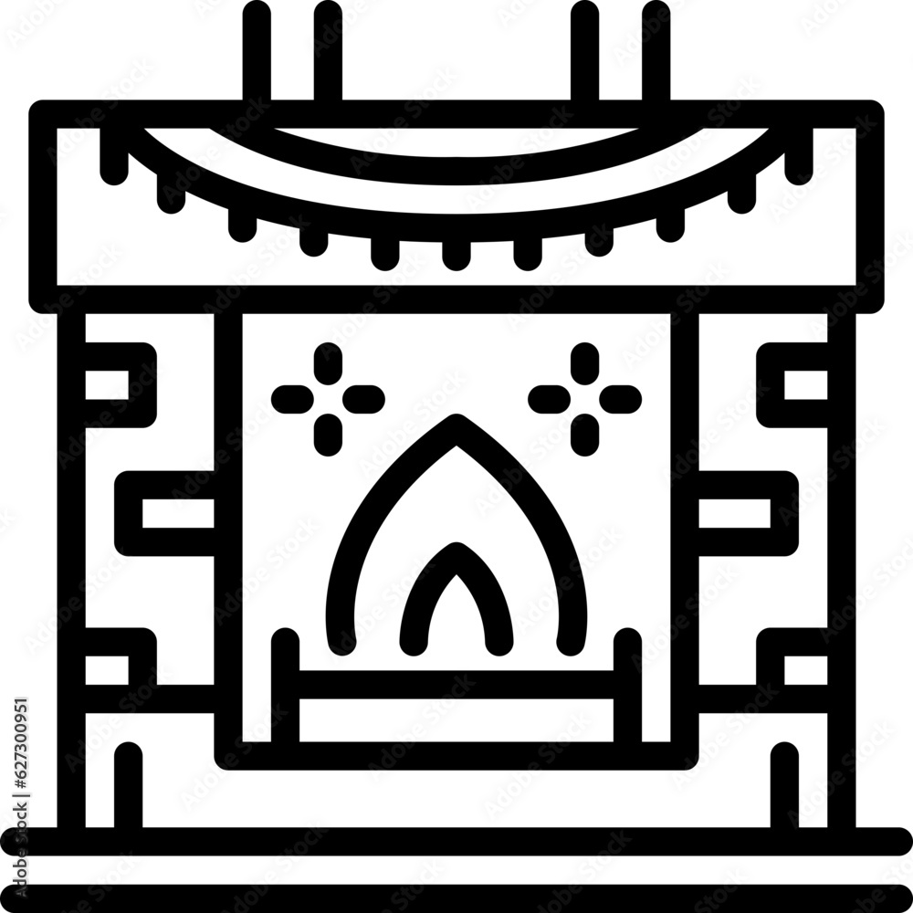 fireplace line icon