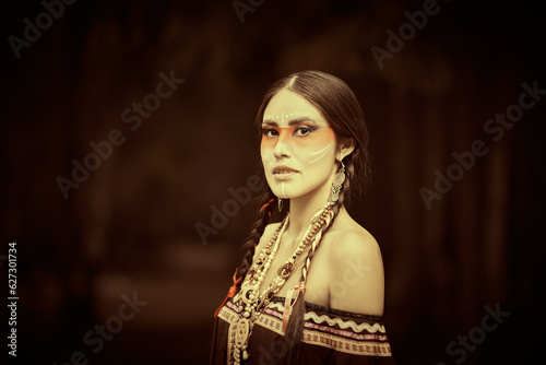 retro portrait of indian girl photo